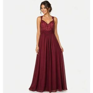 Christina Wu Claret Lace Formal Gown Size 14 Long